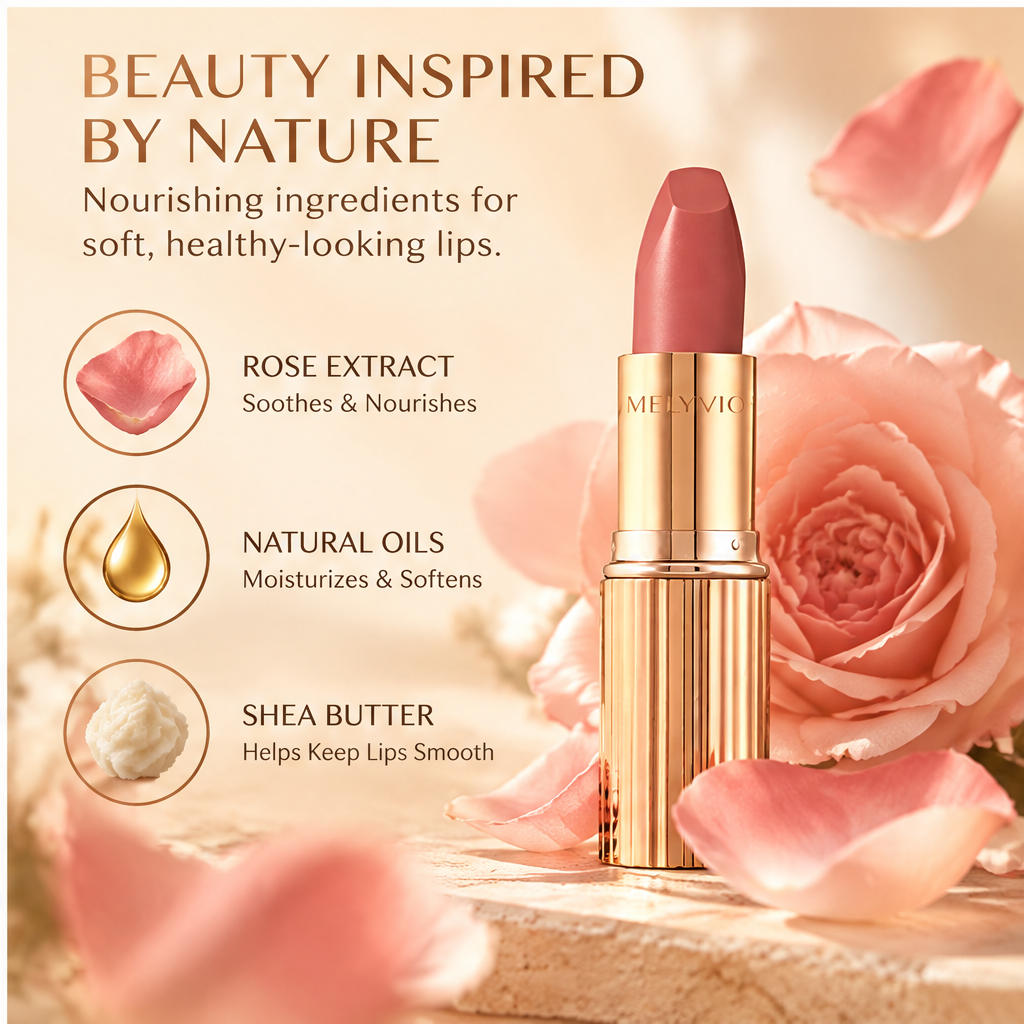 MELYVIO Rose Gold Metallic Bullet Long-Lasting Moisturizing Lipstick