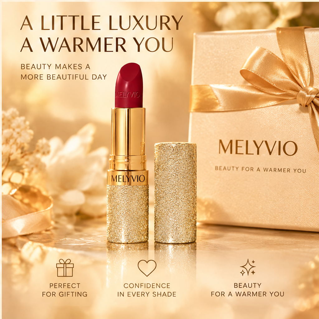 MELYVIO Glitter Gold Case Long-Lasting Moisturizing Lipstick