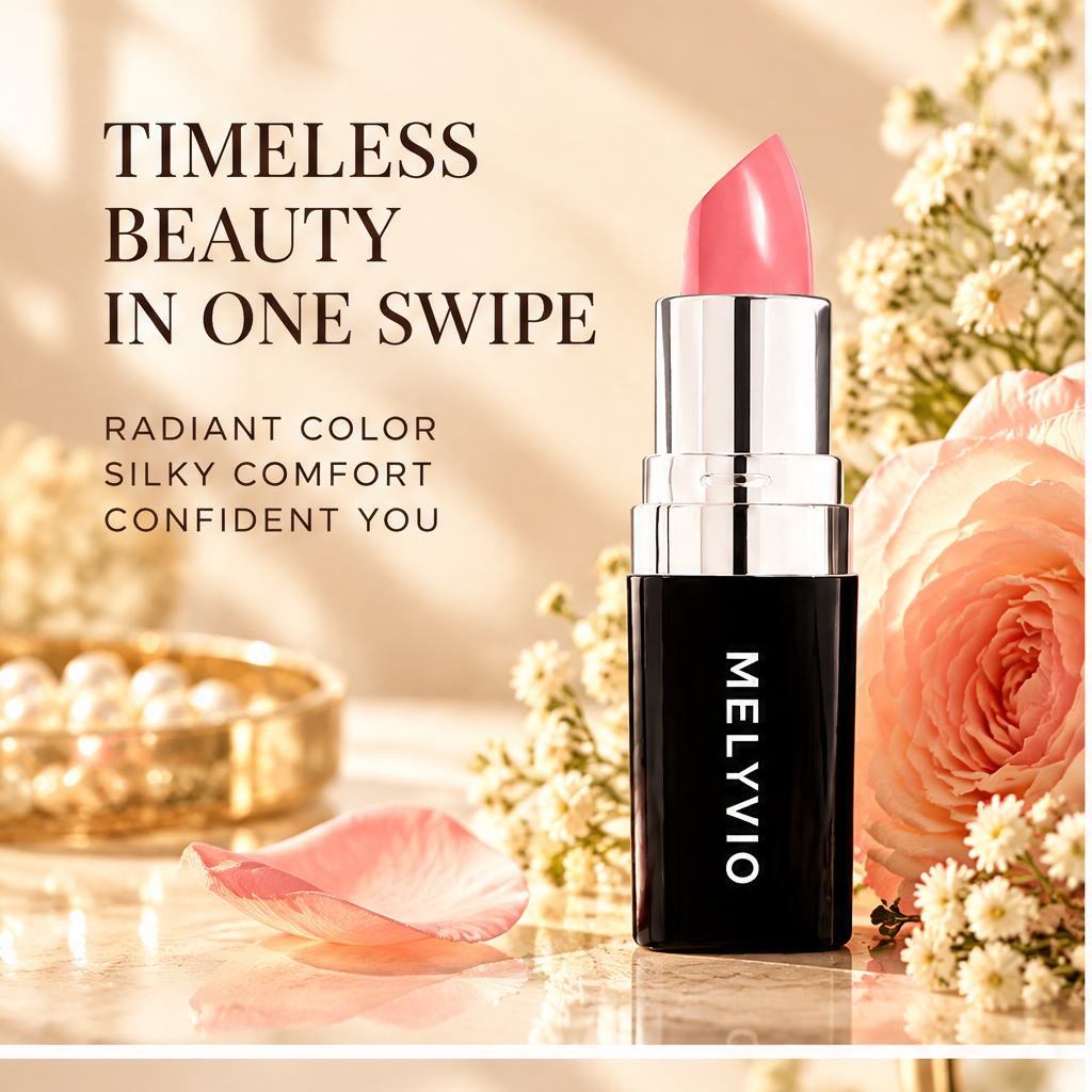 MELYVIO Black Case Metallic Bullet Long-Lasting Moisturizing Lipstick