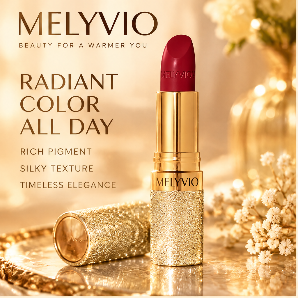 MELYVIO Glitter Gold Case Long-Lasting Moisturizing Lipstick