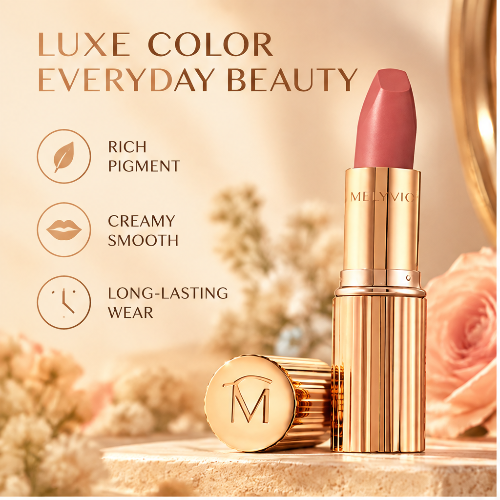 MELYVIO Rose Gold Metallic Bullet Long-Lasting Moisturizing Lipstick