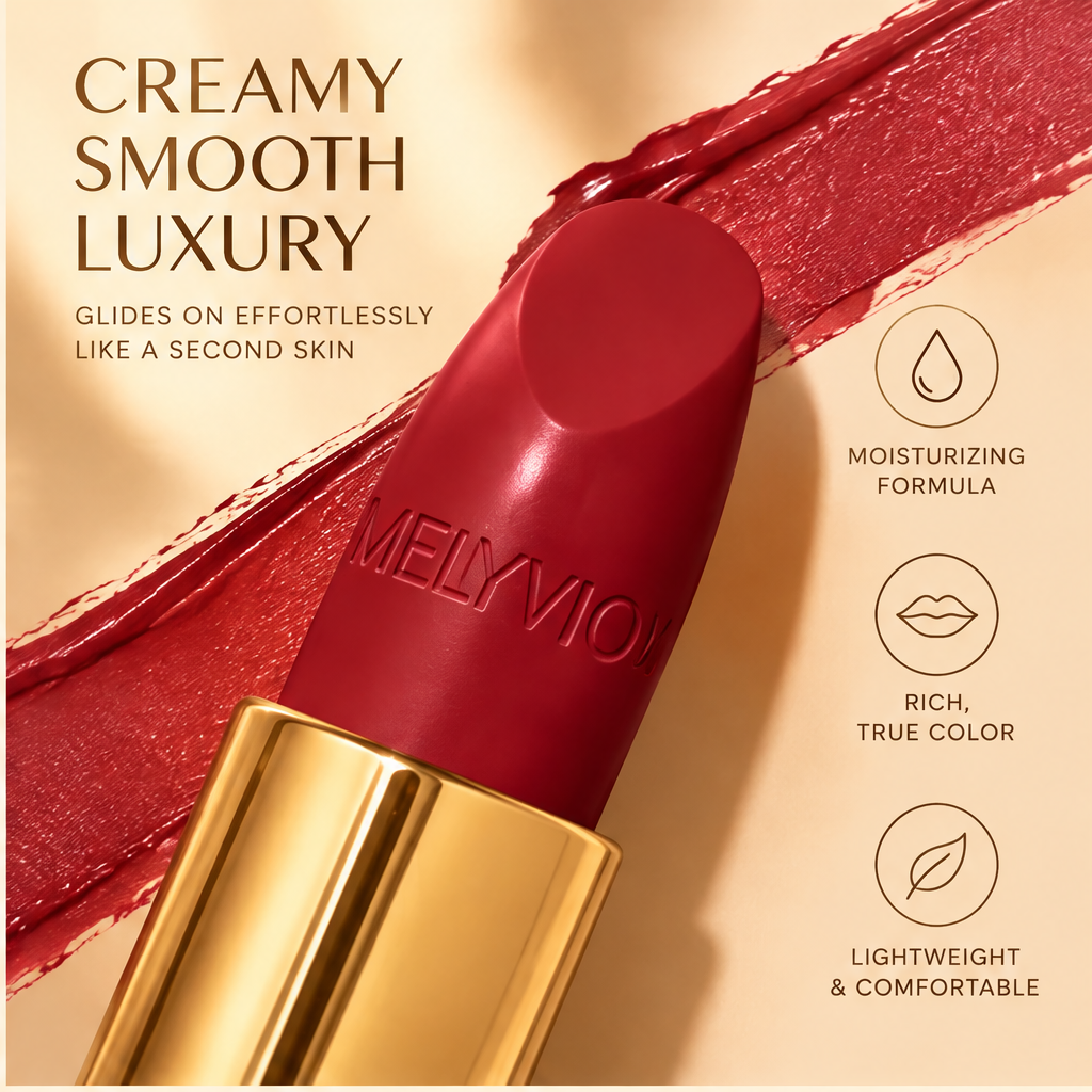 MELYVIO Glitter Gold Case Long-Lasting Moisturizing Lipstick