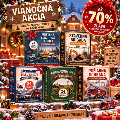 🔥 AKCIA KONČÍ: UŠETRITE 50 % - 🎁 24-dňový adventný kalendár s vozidlami: 🚜 Zostavte si vlastnú flotilu 🚜