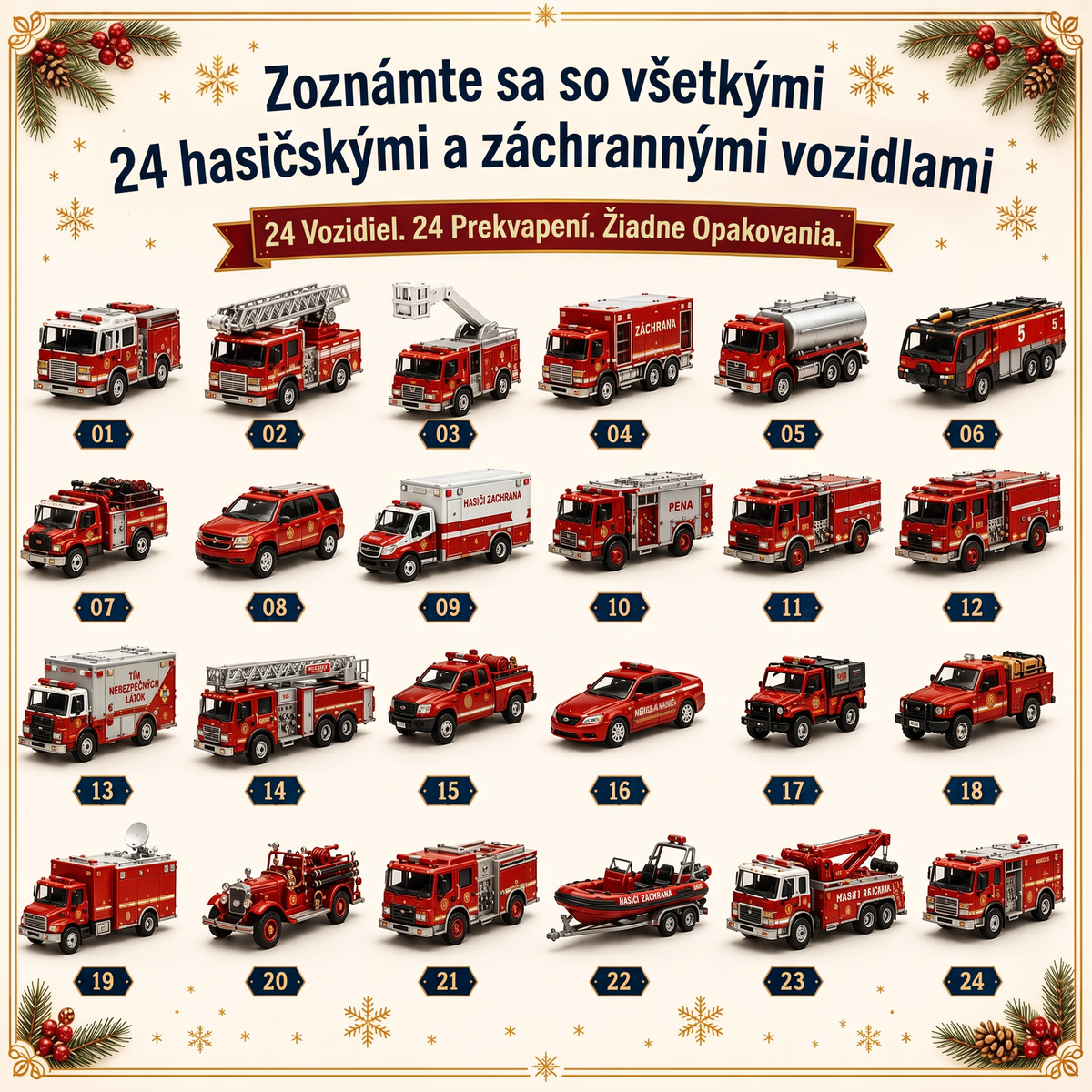 🔥 AKCIA KONČÍ: UŠETRITE 50 % - 🎁 24-dňový adventný kalendár s vozidlami: 🚜 Zostavte si vlastnú flotilu 🚜