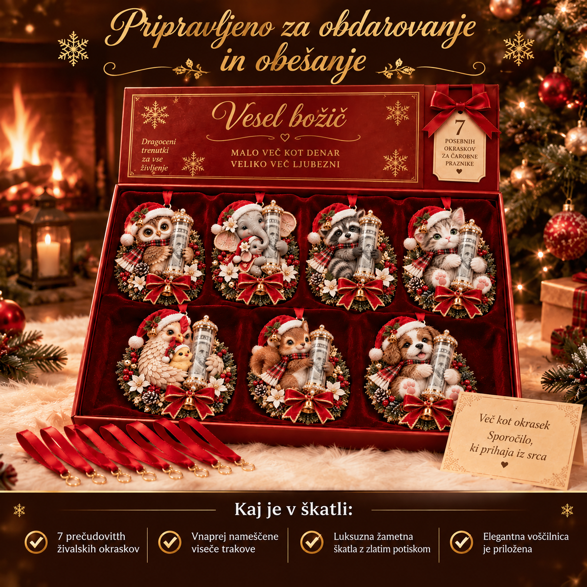 🎄Vianočná zľava 50 %🎁 Vianočná ozdoba s roztomilým zvieratkom na darovanie peňazí – ozdoba na vianočný stromček 🎖️