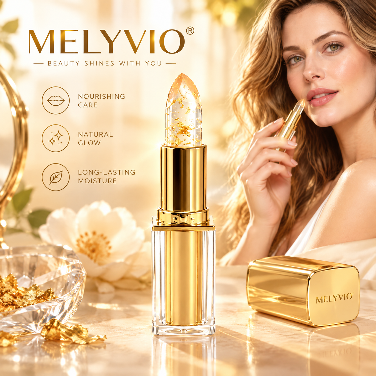 MELYVIO Gold Foil Crystal Moisturizing Lip Balm