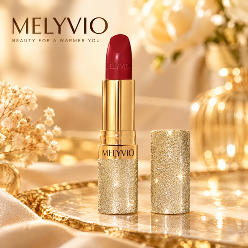 MELYVIO Glitter Gold Case Long-Lasting Moisturizing Lipstick