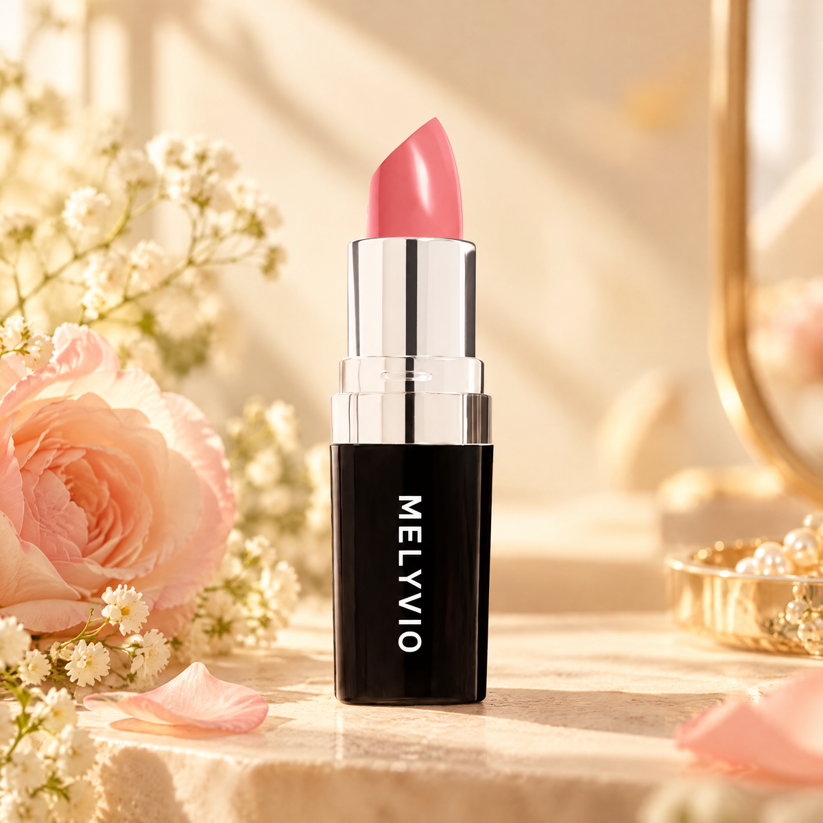 MELYVIO Black Case Metallic Bullet Long-Lasting Moisturizing Lipstick