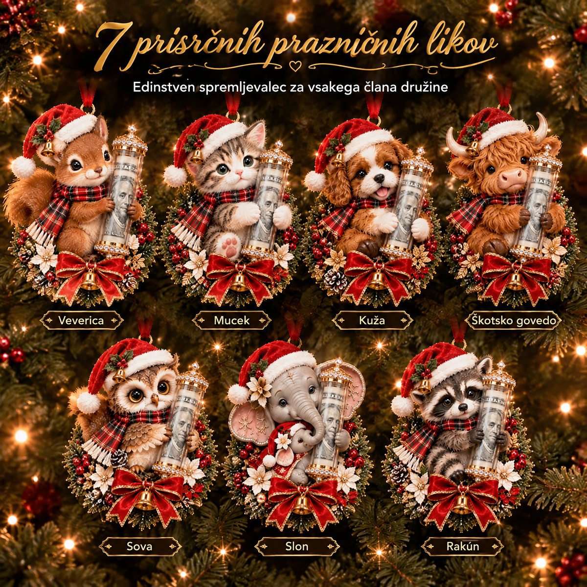 🎄Vianočná zľava 50 %🎁 Vianočná ozdoba s roztomilým zvieratkom na darovanie peňazí – ozdoba na vianočný stromček 🎖️