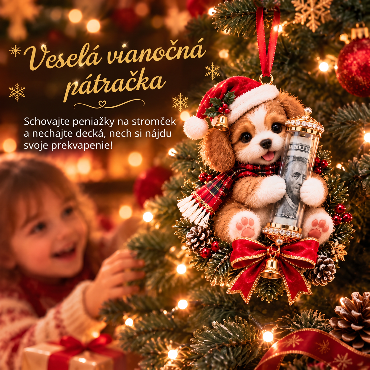 🎄Vianočná zľava 50 %🎁 Vianočná ozdoba s roztomilým zvieratkom na darovanie peňazí – ozdoba na vianočný stromček 💵