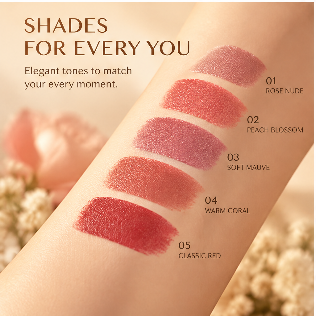 MELYVIO Rose Gold Metallic Bullet Long-Lasting Moisturizing Lipstick
