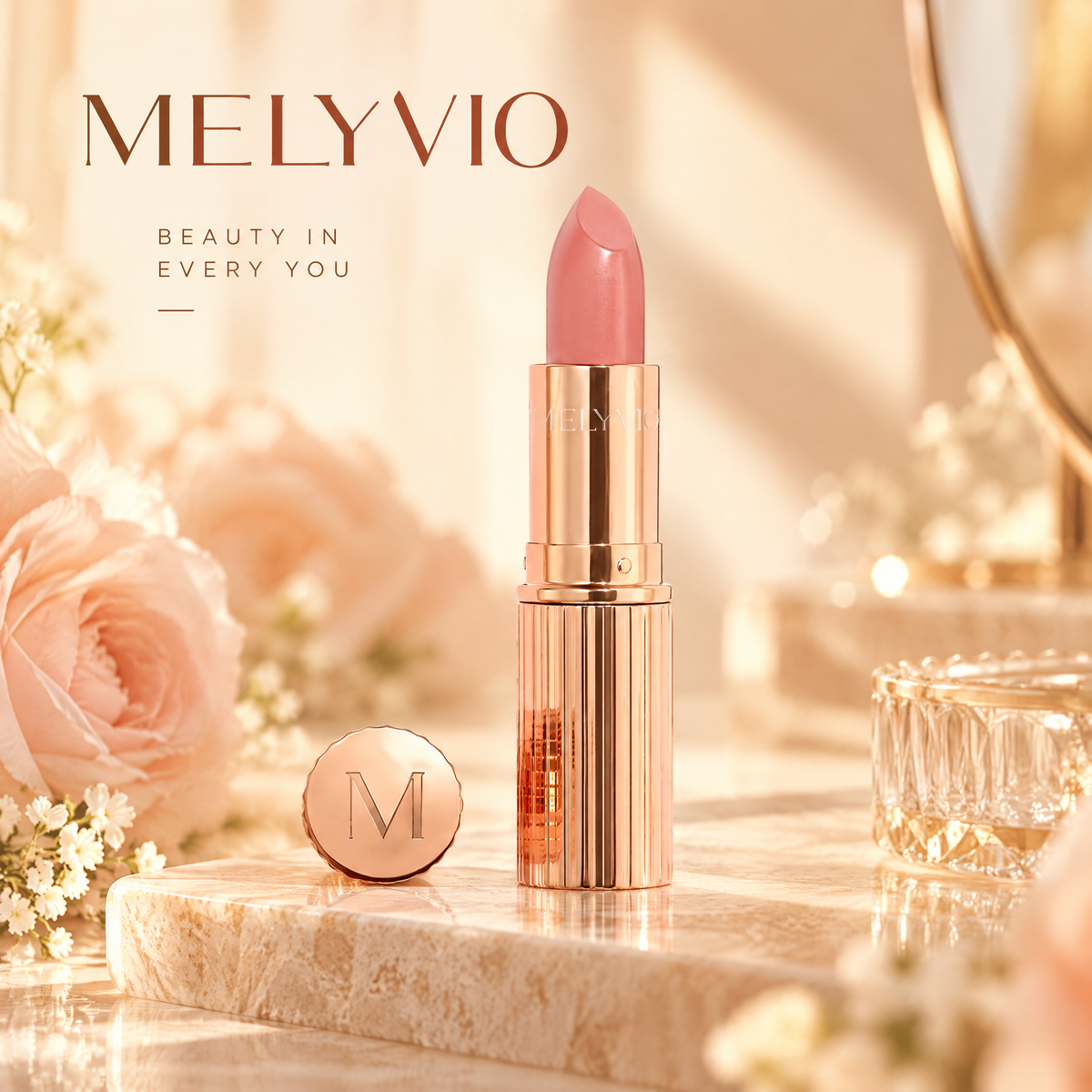 MELYVIO Rose Gold Metallic Bullet Lipstick