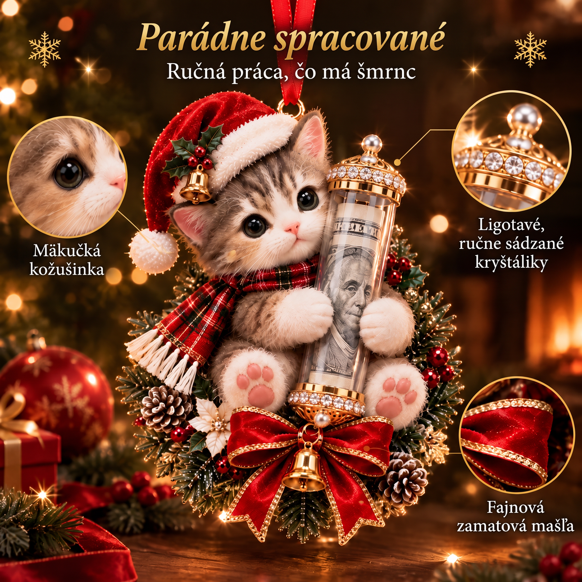 🎄Vianočná zľava 50 %🎁 Vianočná ozdoba s roztomilým zvieratkom na darovanie peňazí – ozdoba na vianočný stromček 💵