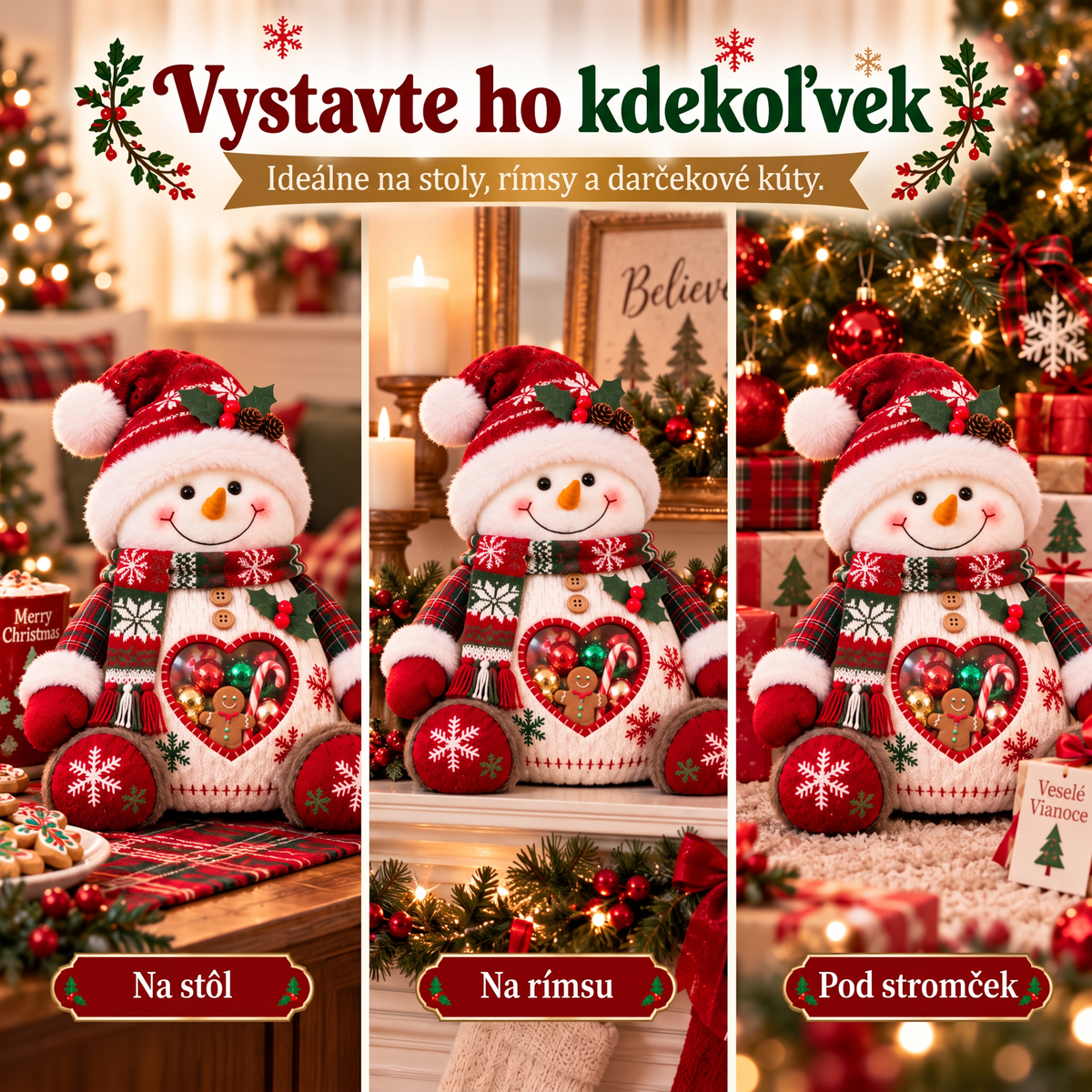 🎁 Vianočná ponuka — 50 % zľava! 🐧 Vianočná dóza na sladkosti s motívom vianočnej postavičky – multifunkčné balenie na maškrty a darčeky