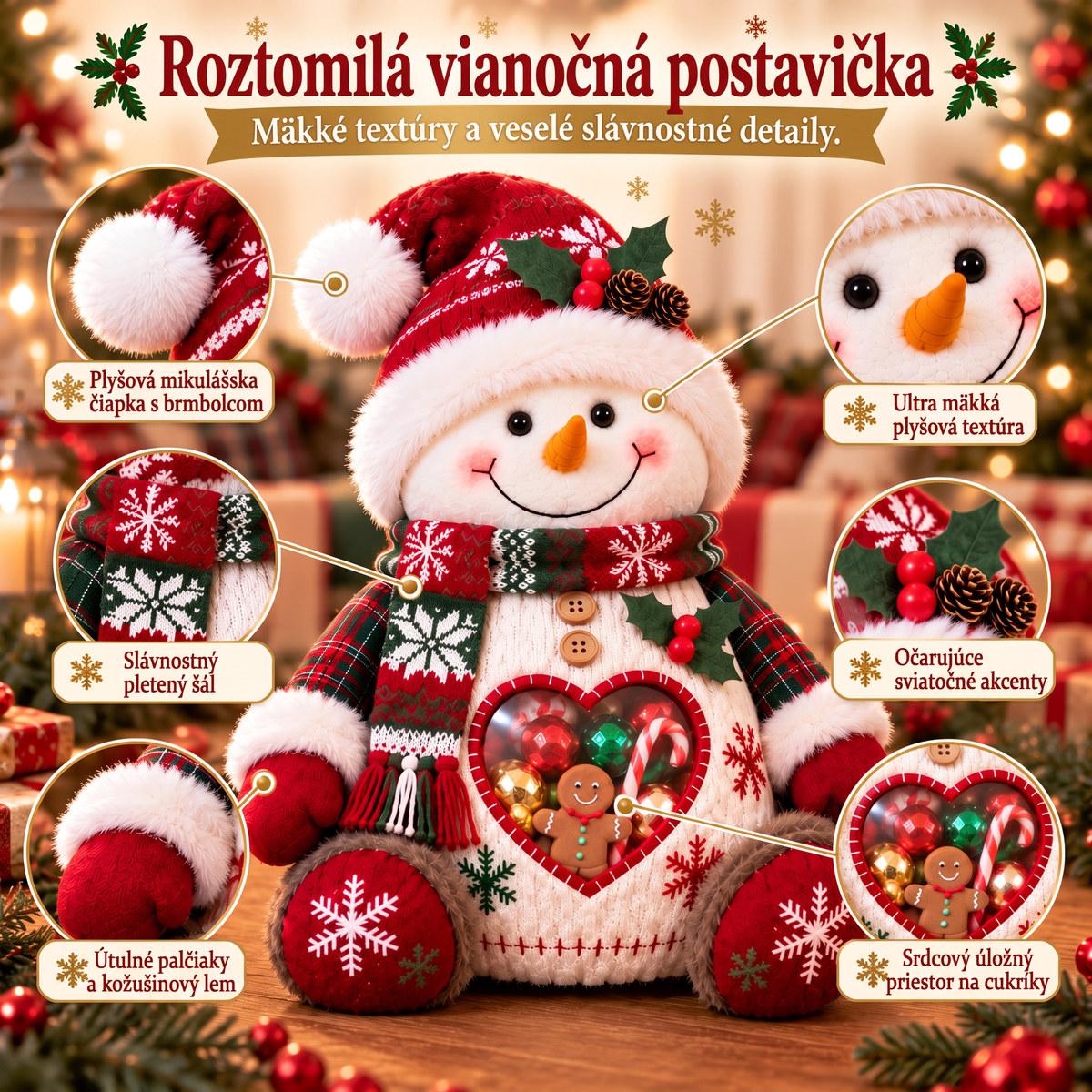 🎁 Vianočná ponuka — 50 % zľava! 🐧 Vianočná dóza na sladkosti s motívom vianočnej postavičky – multifunkčné balenie na maškrty a darčeky