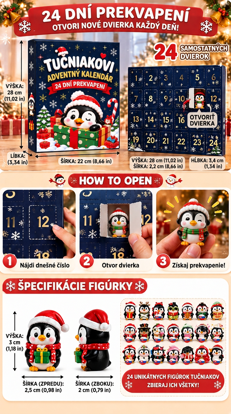 🔥🐧  Vianočná špeciálna ponuka: 50% zľava🎄- 24 Dní Plných Prekvapení s Tučniakmi – Vianočný Adventný Kalendár🎁1