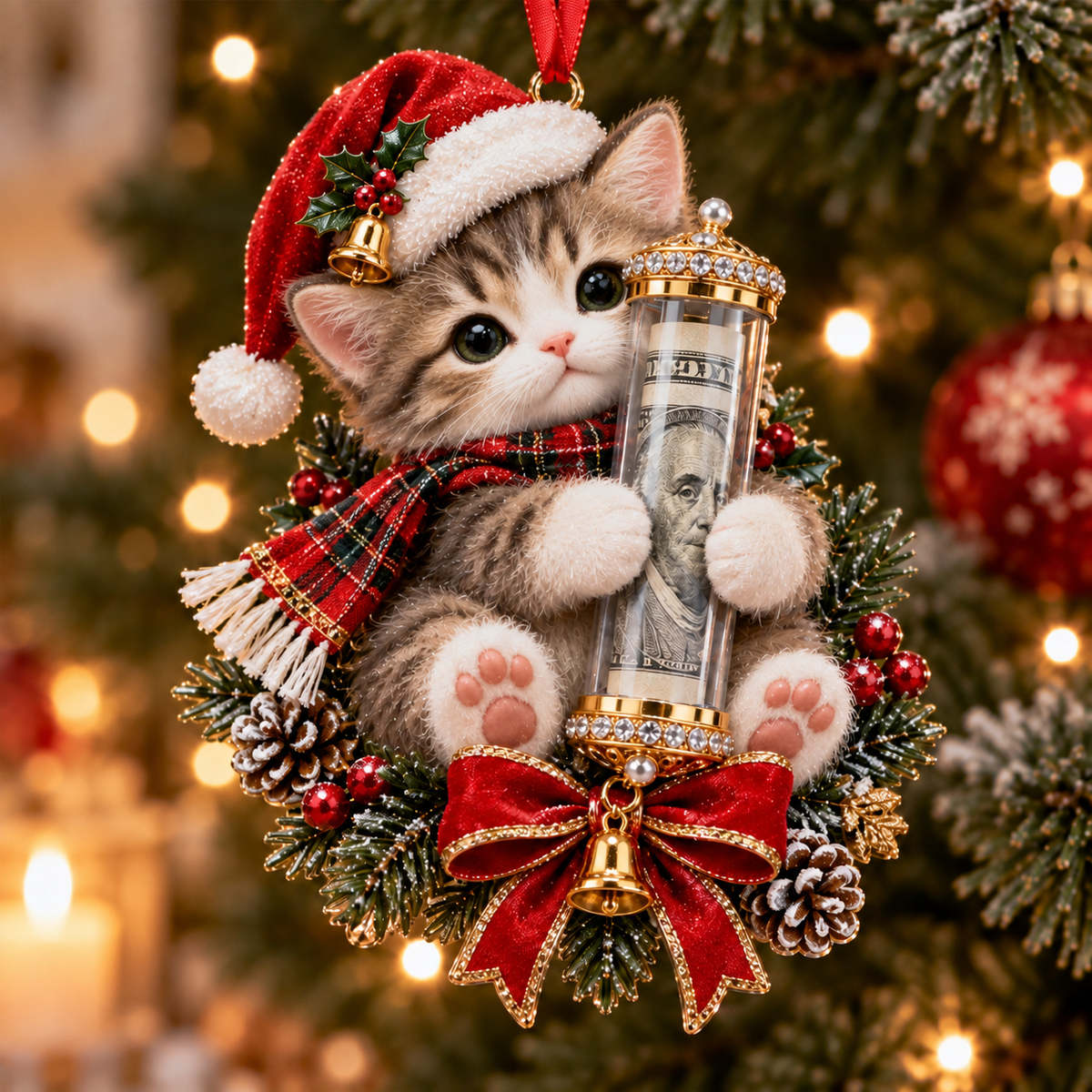 🎄Vianočná zľava 50 %🎁 Vianočná ozdoba s roztomilým zvieratkom na darovanie peňazí – ozdoba na vianočný stromček 🎖️